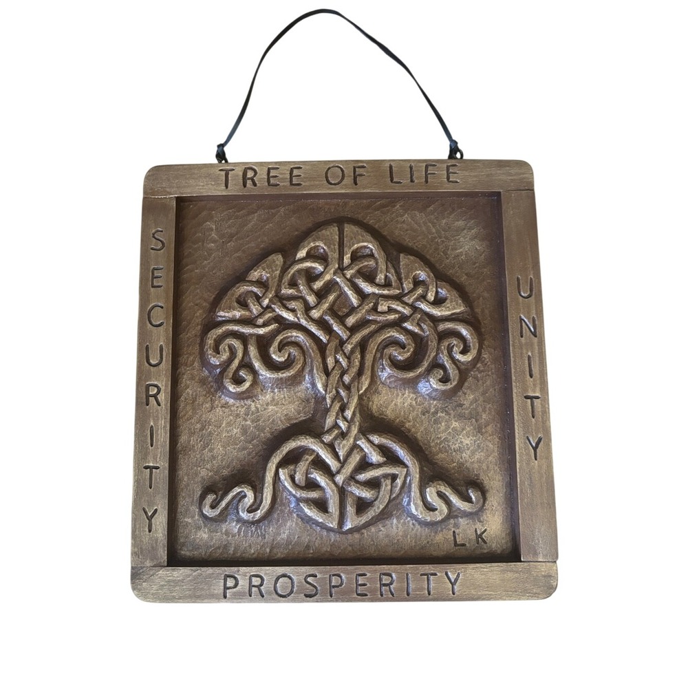 Celtic Knot "Tree of Life" Wall Plaque Art Bronze Tone Sculpture 9" GIFT EUC